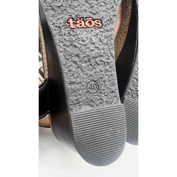 Taos Carousel Ajustable Strappy Wedge Sandals Black Leather Size 40/ 9-9.5 US - Picture 9 of 13